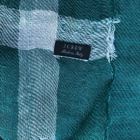 J. Crew Large, Linen, Check Scarf - Picture 3 of 8